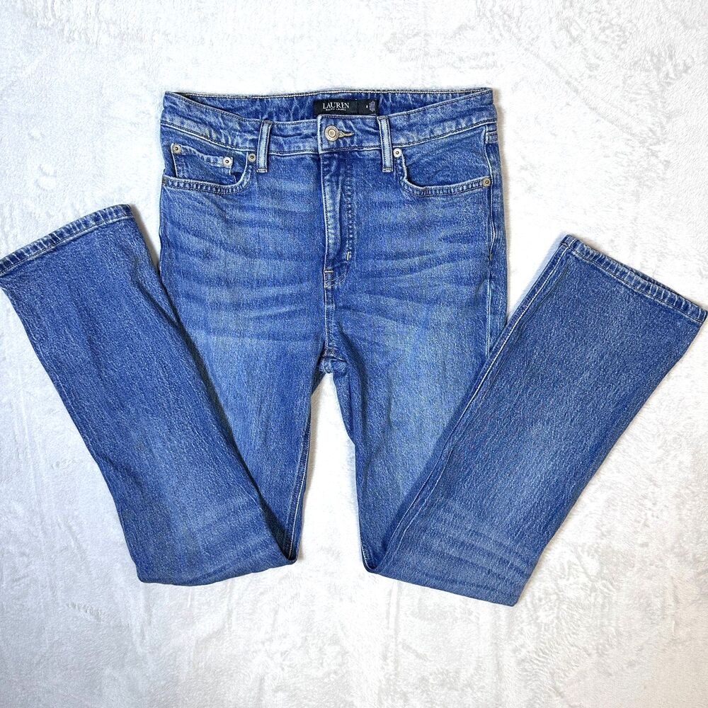 Lauren Ralph Lauren Medium Wash High-Rise Straight Leg Boot Cut Size 8